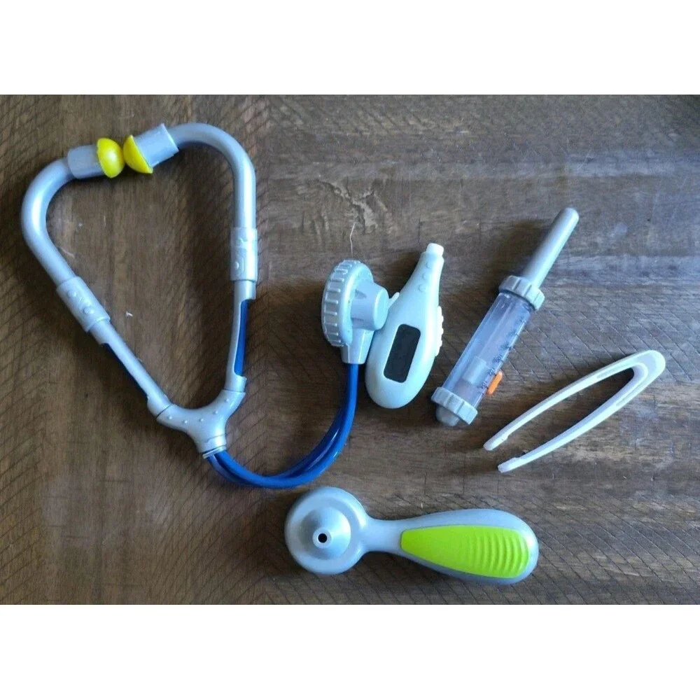 Vintage Fisher Price Medical Kit Doctor Bag 1987 Black w/ Accessories